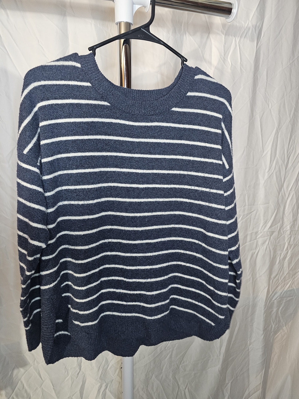 Striped Crewneck Sweater - Navy & White - 0004